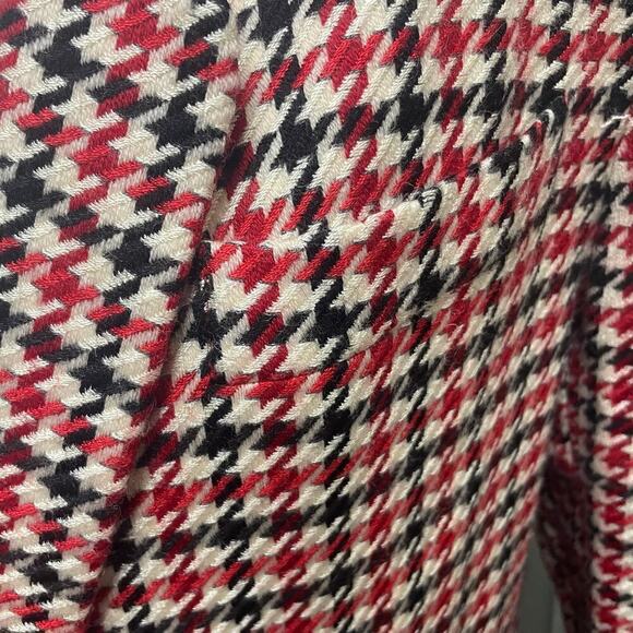 Vtg Paul Stanley Red Black Houndstooth Blazer Sz 10 Long Jacket Double Button - Picture 2 of 6